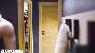 A young ski bunny has passionate sex in the Alps with her partner