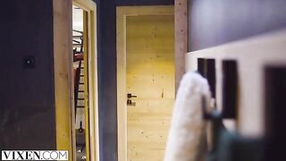 A young ski bunny has passionate sex in the Alps with her partner