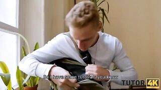 Instead of studying, a clever student seduces his tutor with ease