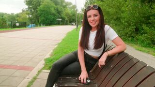 Babe fucked in the park with her head full of cum