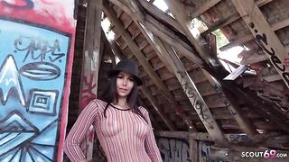 Outdoor Street Casting with German amateur Jessy Jey for cash and fame
