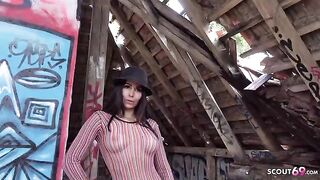 Outdoor Street Casting with German amateur Jessy Jey for cash and fame