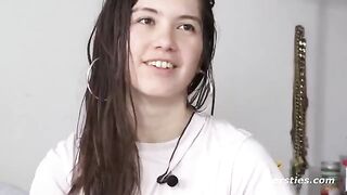 Cute girl masturbating in the bathtub, showcasing natural beauty