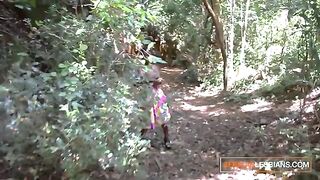 African lesbians try pussy eating with a passionate train threesome