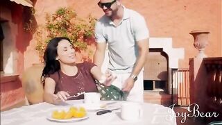 Busty brunette Anissa Kate enjoys a passionate holiday with a well-endowed man
