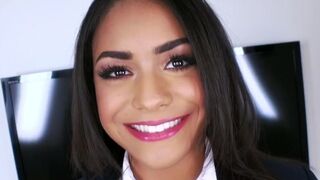 A petite schoolgirl with big boobs is craving some intense action