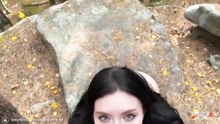 Girl in the woods, hard fucked and deepthroated by a guy