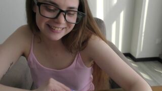 The naughty bookworm has learned the anatomy of a cock in practice