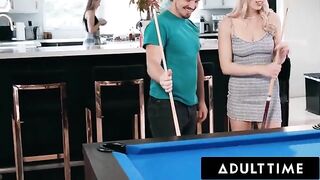 Roommates Paige Owens and Kay Lovely fuck with a stud
