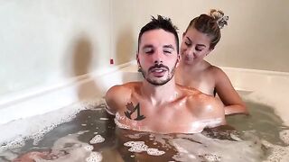 A petite blonde has a nice sex in the jacuzzi with a guy, showcasing Riley’s squirt talent