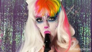 Adriana Chechik’s Halloween opulence with a rainbow dildo scene