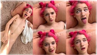 Cute teen plays with her pussy in a sensual and passionate act
