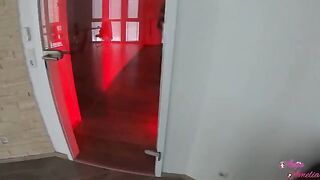 The girl is preparing for a roleplay, dressing up as a vampire