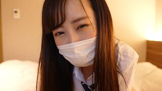 A Japanese girl in a sailor suit masturbates the guy’s cock