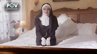 Aubree Valentine plays a naughty nun, delivering an unforgettable POV experience