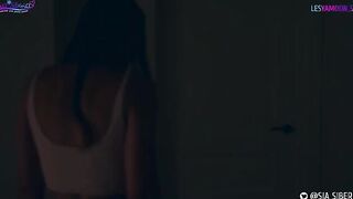 A girl is fucking with her girlfriend in a Halloween costume