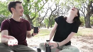 A day at the park turns into a risky blowjob session