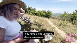 A hot girl has sex with a stranger she met outdoors