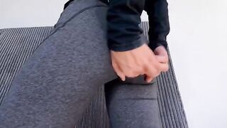 This ass is the best nozzle on my dick! - Sexy brunette in tight leggings