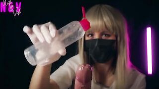 Crazy nurse in sexy suit makes you cum twice with her hand