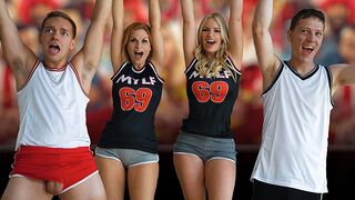 Football Stepmoms Rachael Cavalli and Sedona Reign Celebrate Win with Intense Foursome Action
