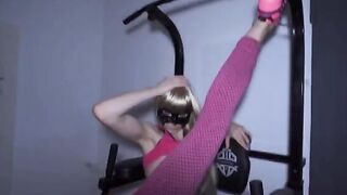 Fitness teen gets destroyed by 2 cocks at the gym and drenched in cum