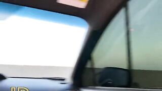 Pervert dude fucked slut in a car in the parking lot, she gave a deepthroat blowjob