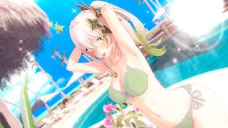 A hot girl is fucking with a guy in the style of Genshin Impact