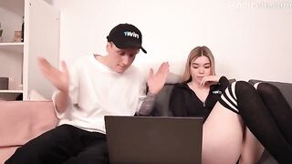 The beautiful girl lost a bet and had to do a blowjob