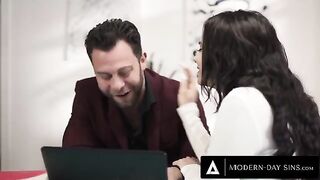 A man’s hard pussy fuck continues despite his wife’s return home