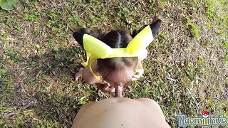 A tender Japanese-themed sex scene featuring a beautiful 18-year-old cosplay girl