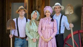 Hot busty step moms Penny Barber and Pristine Edge seduced their Amish step sons