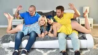Cute step-daughters get punished and fucked by their strict Dads in a taboo scene