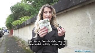 Hot French teacher seduced for cash in steamy Public Agent scene