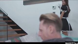 A Spanish maid with striking features gets caught in a steamy situation