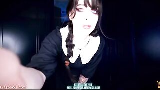 Wednesday cosplaying gets fucked by big cock - MollyRedWolf
