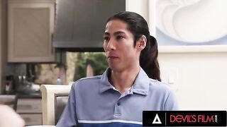 A horny guy can’t resist his girlfriend’s sexy stepsister, who loves to show off