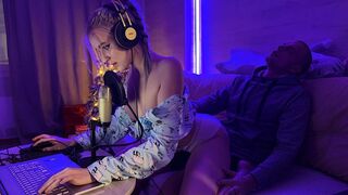 A young gamer gets his cock sucked by his hot stepmom in a steamy scene