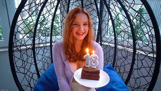 Skinny cutie celebrated her 18th birthday with a passionate, intense encounter
