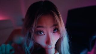 Hot massage with a sexy Asian teen Raya Steele and a huge cock
