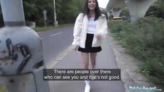Petite teen almost gets run over by taxi, has wild sex on streets