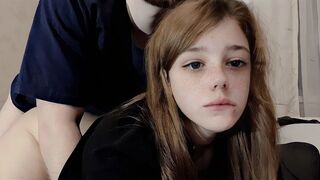 A cute girl is having sex with her slow-paced roommate