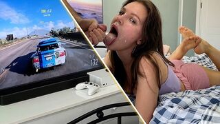 Girl was playing Xbox and got a deep slobbery throat fuck