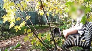 A risky dick flash in the park with a horny Italian MILF who can't resist