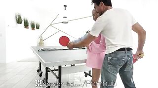 Confident blonde Kiara Cole loses ping pong bet, takes off her clothes