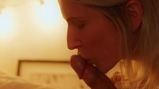 A wife gives her husband a sensual massage before they get intimate