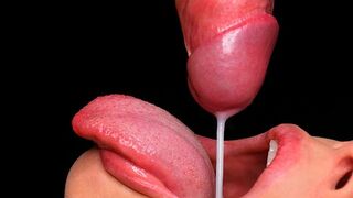 Best milking blowjob, all cum in mouth, sloppy sucking dick ASMR