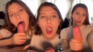 A stepbrother shot his cock for his stepsister to suck it