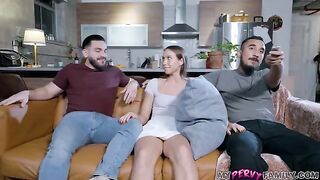 Pervert dude fucked his stepsis while her hubby slept