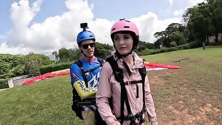 Squirt goddess has an intense orgasm while paragliding in HD